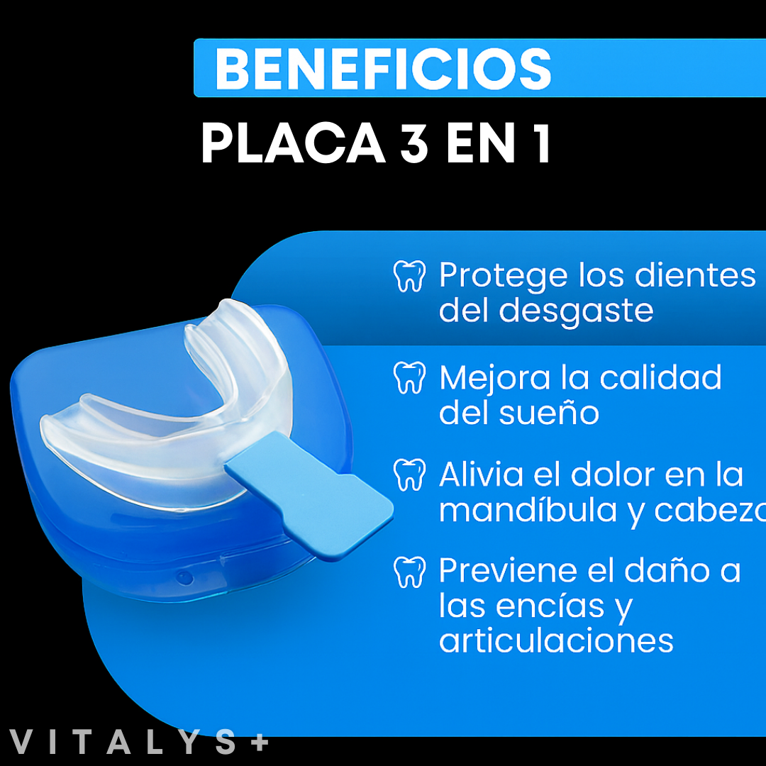PLACA 3 EN 1 - ANTI: Bruxismo, Apnea Y Ronquido