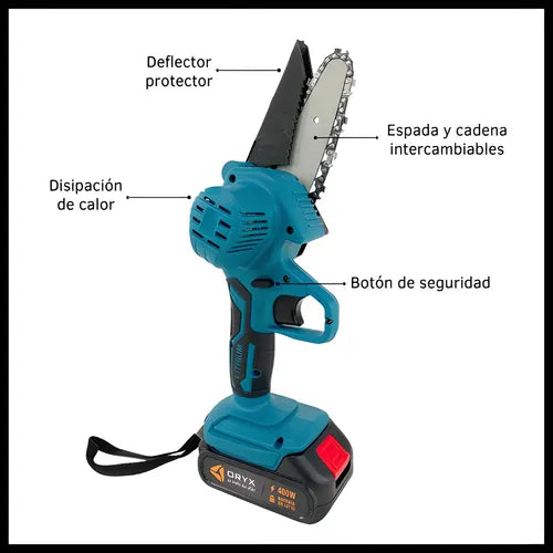 Mini Motosierra 6" Electrica + 2 baterias Recargables