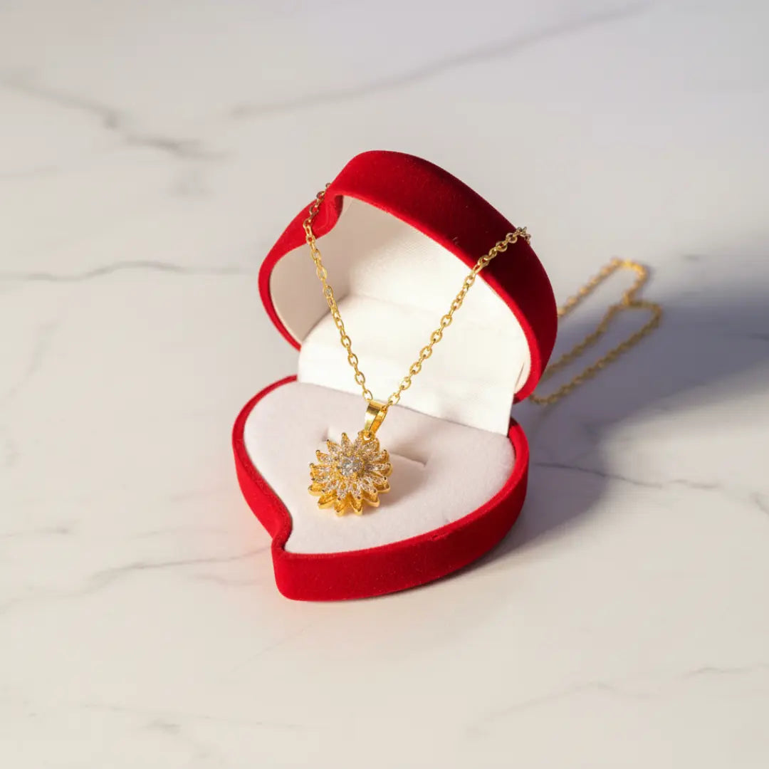 Collar Girasol Giratorio en Baño de 18k