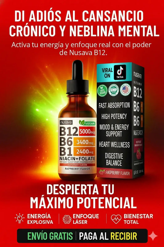 Gotas Vitamina B12 5 en 1 | Sabor Frambuesa 60ML